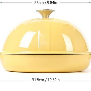 Cast Iron Bread Oven/Yellow Dutch Oven W/ Dome Lid Sourdough 11.8inch/30cm, 2qt